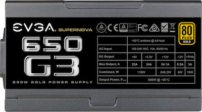EVGA SuperNova 650 G3 Y1 650W Захранващ блок за компютър Пълен модул 80 Plus Gold