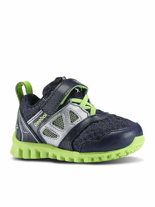 Realflex Kids Sports Shoes Running with Hoop & Loop Closure Navy Blue