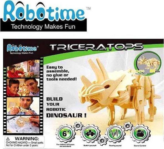 Robotime Wooden Construction Toy Remote-Control Triceratops Kid 6++ years