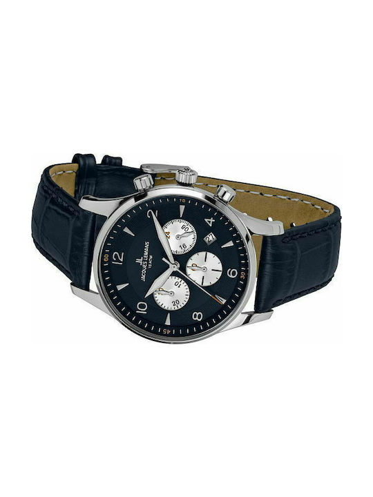 Jacques Lemans London Watch Chronograph Battery with Blue Leather Strap