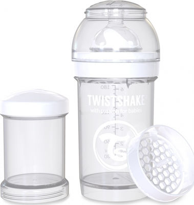 Twistshake Plastikflasche Diamond Gegen Koliken mit Silikonsauger für 0+, 0+ m, Monate Pastel White 180ml 1Stück