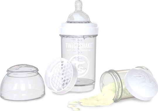 Twistshake Plastic Baby Bottle Diamond Anti-colic with Silicone Teat for 0+ Months Pastel White 180ml