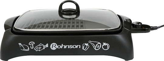 Rohnson Tabletop Electric Grill Grill and Smooth Plate 2200W with Lid and Adjustable Thermostat 40cmx30cmcm