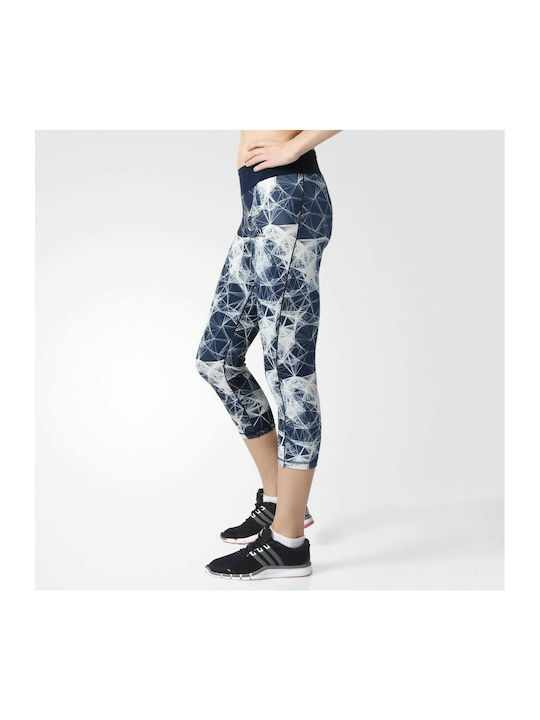 Adidas All Over Graphic Women's Capri Training Legging Blue