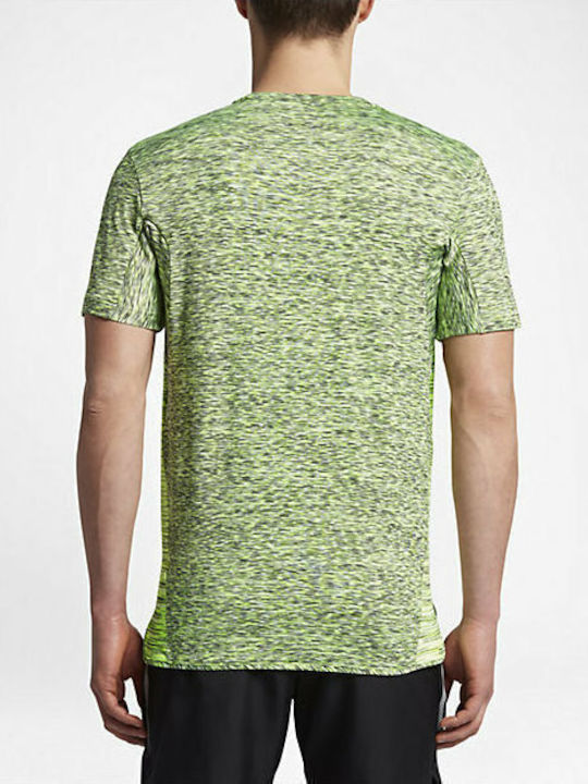 Nike Court Dry Challenger Print Crew Herren Sport T-Shirt Kurzarm Grün