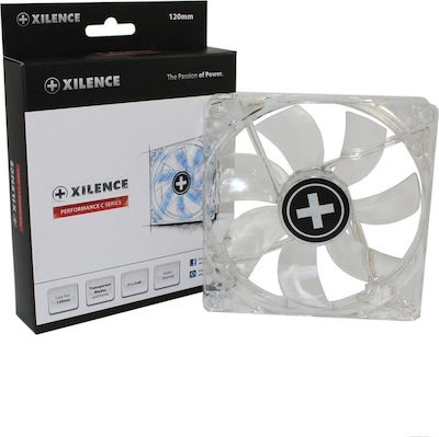 Xilence XF044 Gehäuselüfter 120mm mit Blau Beleuchtung und Verbindung 3-polig / 4-Pin Molex 1Stück Weiß