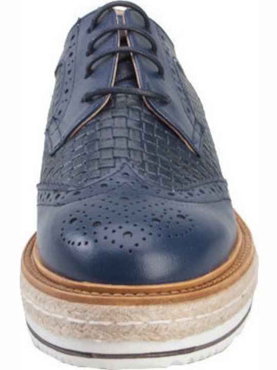 8343 Women's Flatform Oxfords Blue