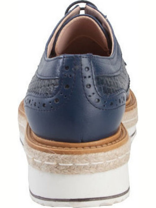 8343 Women's Flatform Oxfords Blue