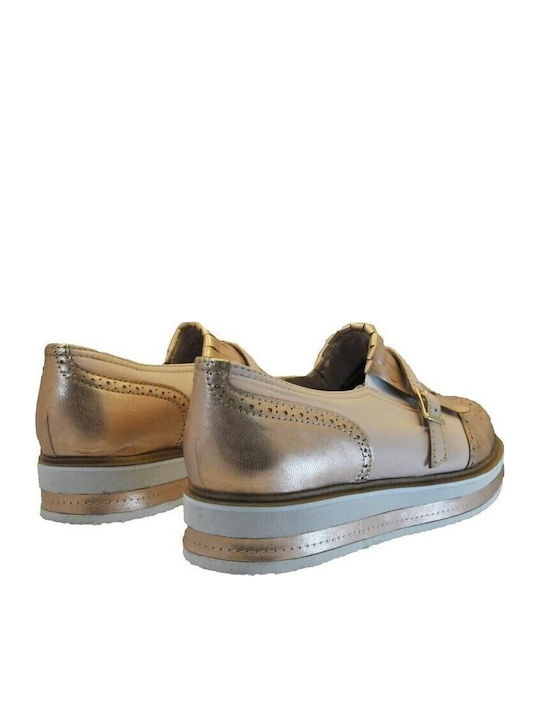 Damen Flatform Oxfords in Beige Farbe