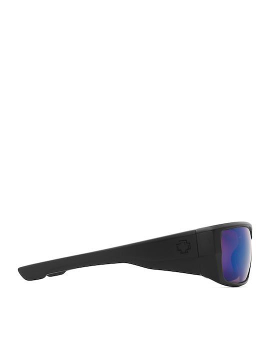 Spy Dirk Men's Sunglasses with Black Horn-Rimmed Frame and Blue Polarized Mirror Lens 672052374280