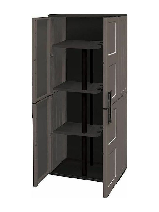 Dulap Dublu-Foi din Polipropilenă cu Spațiu de Depozitare în Aer Liber și 3 Rafturi 68x37x163cm