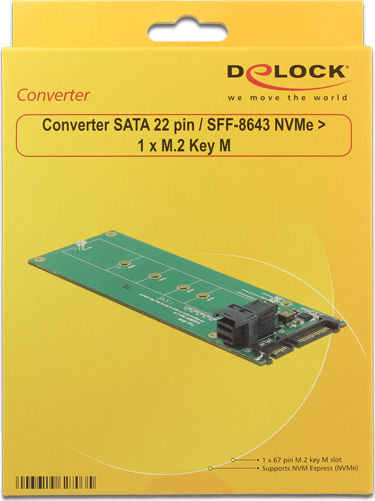 DeLock Converter SATA 22pin/SFF-8643 NVMe to M.2 Key M Converter 62703