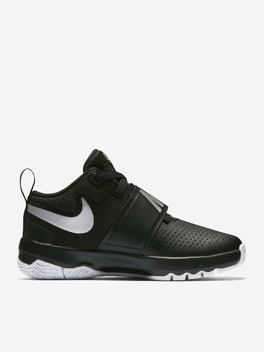 Hustle Team Hustle D 8 PSV Kids Sports Shoes Basketball with Hoop & Loop Closure Black / Metallic Silver / White