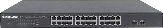 Intellinet 561044 Gigabit Ethernet Switch Unmanaged Switch with 24 Gigabit (1Gbps) Ethernet Ports and 2 SFP Ports