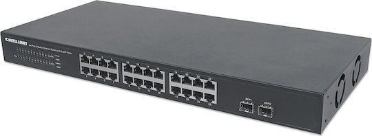 Intellinet 561044 Gigabit Ethernet Switch Unmanaged Switch with 24 Gigabit (1Gbps) Ethernet Ports and 2 SFP Ports
