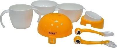 Berz Set Essgeschirr Crab aus Kunststoff Orange 5Stück für 4+ Monate