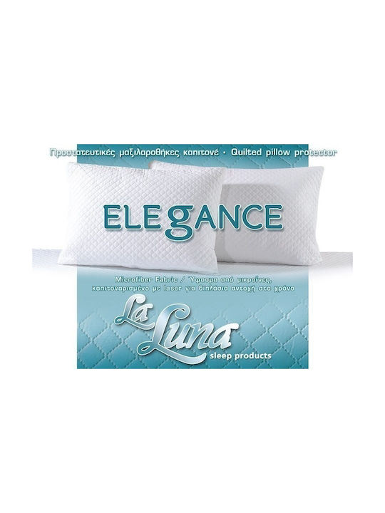 La Luna Elegance Schutzkissenbezug-Set Gesteppt Weiß 50x80cm.