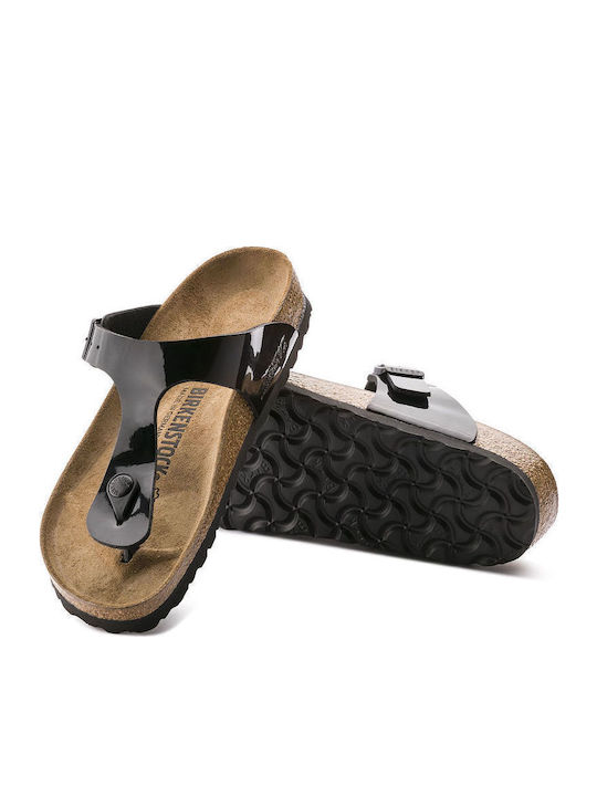 Birkenstock Gizeh Birko-Flor Patent Anatomic Black Sandals