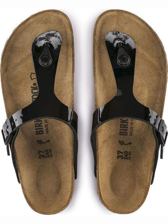 Gizeh Birko-Flor Patent Women's Anatomic Sandals Black Regular Fit