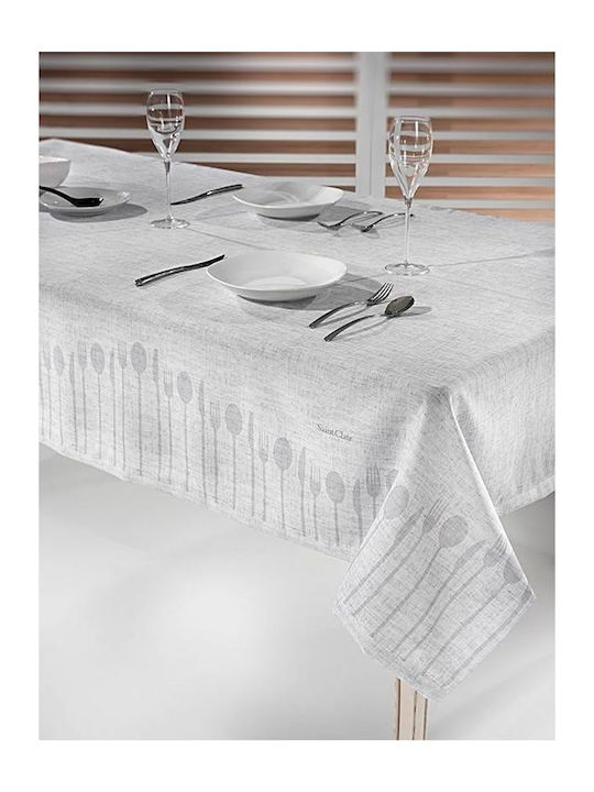 Saint Clair 1007 Polyester Stain Resistant Tablecloth Silver 145x220cm