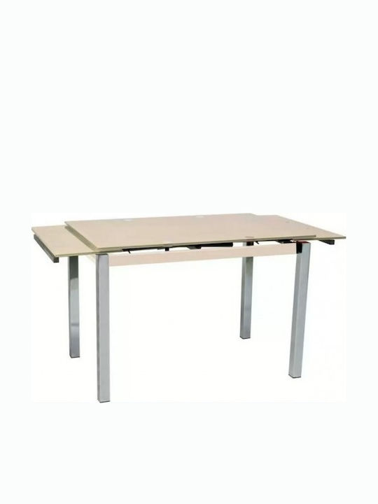 Glamour Table Kitchen Extendable with Glass Surface Sandblasting 100(+50)x65x75cm