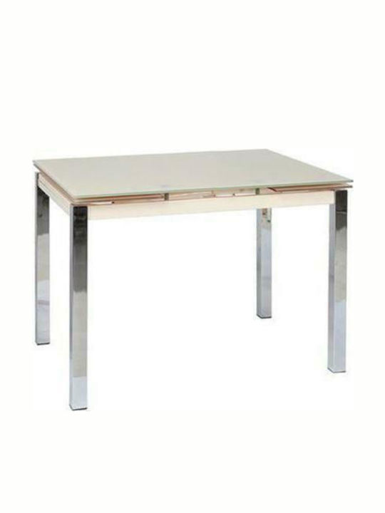 Glamour Table Kitchen Extendable with Glass Surface Sandblasting 100(+50)x65x75cm
