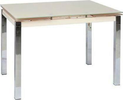 Glamour Table Kitchen Extendable with Glass Surface Sandblasting 100(+50)x65x75cm