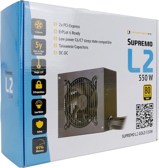 SilentiumPC Supremo L2 550W Schwarz Computer-Netzteil Voll verkabelt 80 Plus Gold