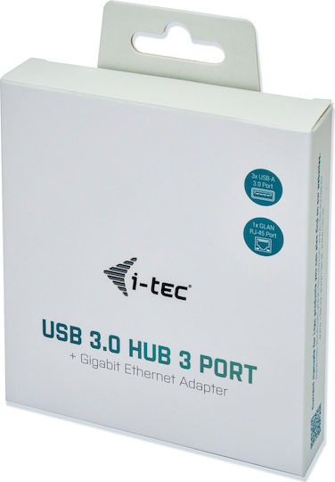 i-tec USB Hub 3 Ports USB 3.0 with USB-A Connection Ethernet Gray