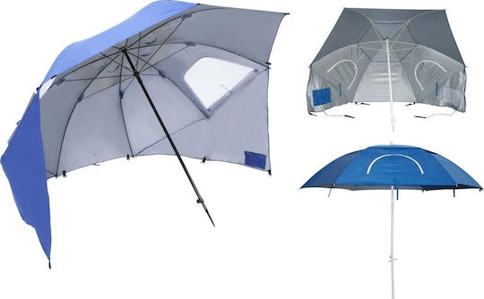 Solart Beach Umbrella Diameter 2.4m with Sunshade UV Protection and Air Duct Blue