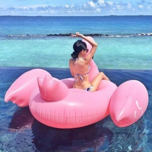 Φουσκωτό Ride On Θαλάσσης Flamingo με Χειρολαβές Ροζ 190x190cm