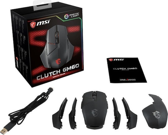 MSI Clutch GM60 RGB Gaming Ποντίκι 10800 DPI Μαύρο