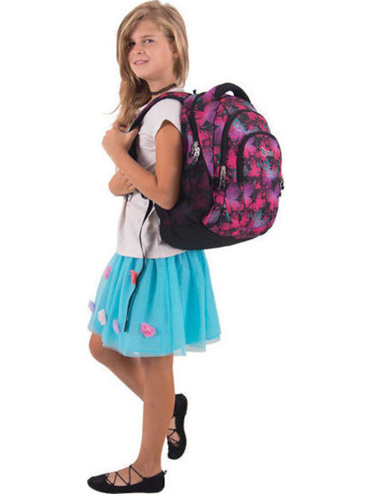 Pulse Teens Butterfly Σχολική Τσάντα Πλάτης Γυμνασίου - Λυκείου Πολύχρωμη με Θήκη για Παγούρι
