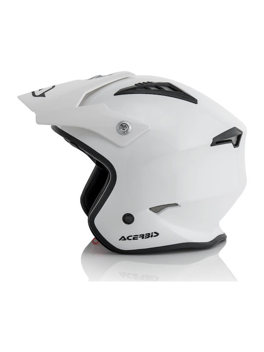 Acerbis Aria White Motorcycle Helmet Jet 1050gr with Sunvisor