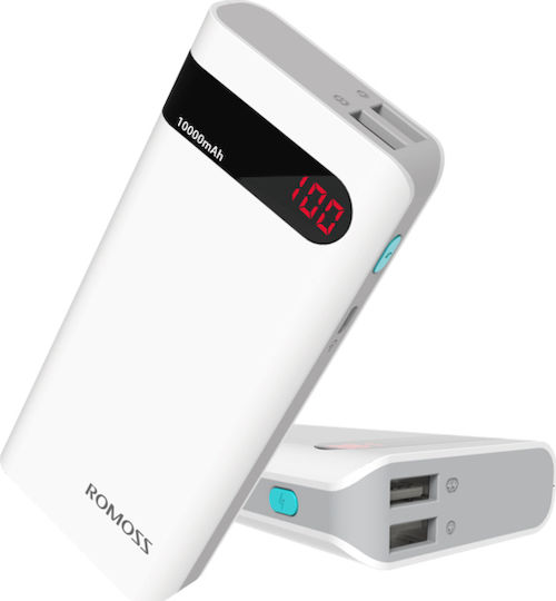 Romoss Sense Power Bank 10400mAh cu 2 Porturi USB-A Alb