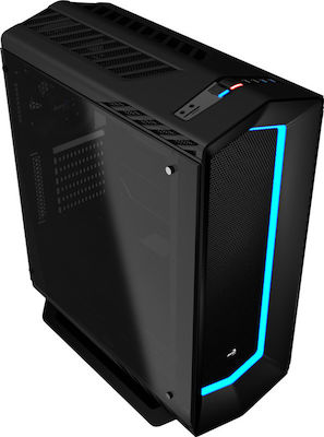 Aerocool P7-C1 Pro Геймърско бюро Midi Tower Компютърна кутия със страничен прозорец и RGB осветление Черен