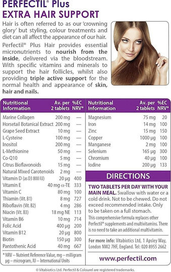 Vitabiotics Perfectil® Plus Hair Ειδικό Συμπλήρωμα Διατροφής 60 κάψουλες