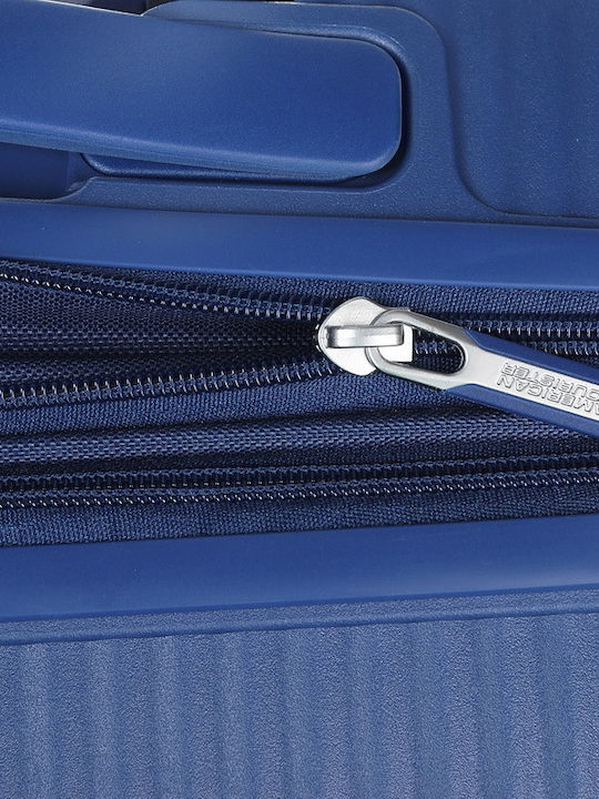 American Tourister Soundbox Spinner Cabin Hard Blue Suitcase With 4 Wheels Height 55cm