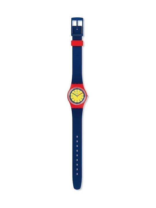 Swatch Bambino Watch with Blue Rubber Strap