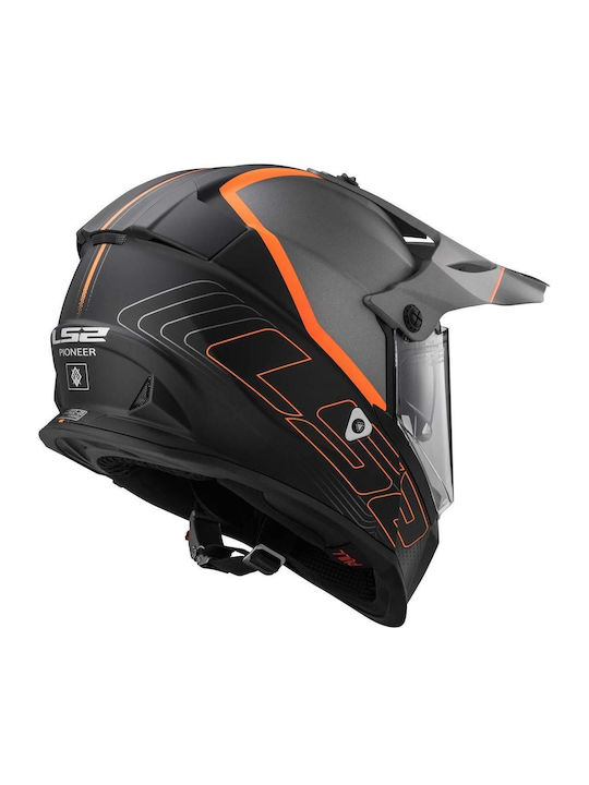 LS2 Pioneer MX436 Element Matt Black On-Off Helmet with Sun Visor ECE 22.05 1350gr