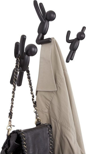 Umbra Wandhalterung Buddy Hooks Kunststoff Schwarze 7,6x7,6x16,5cm 3 Stück