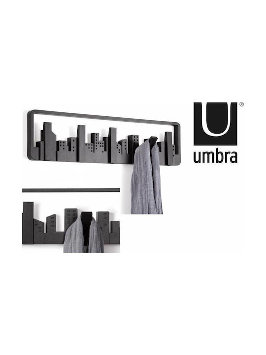 Umbra Κρεμάστρα Τοίχου Skyline Πλαστική 5 Θέσεων Μαύρη 49x2.9x14.6cm