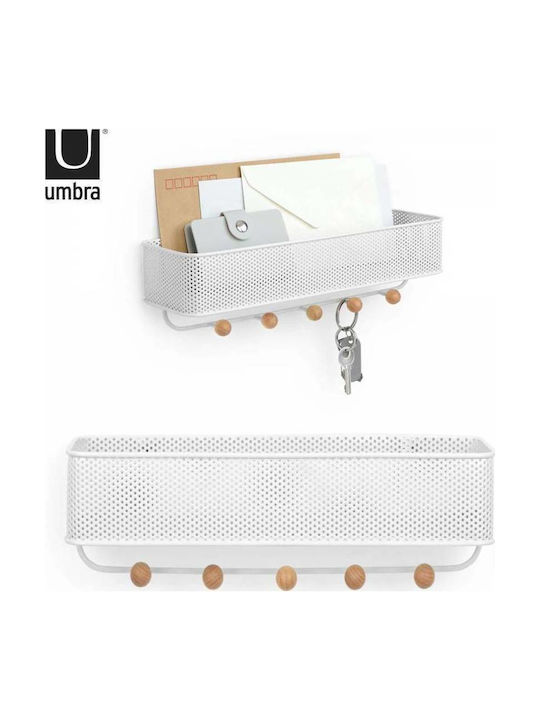 Umbra Metal Wall Hanger 5 Hooks White 32x9.5x9.5cm