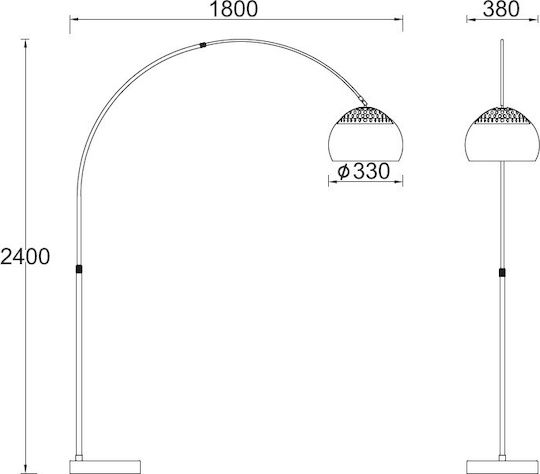 Aca Matilda Floor Lamp H240xL38cm with E27 Lamp Bulb Base Black Marble and Chrome Shade