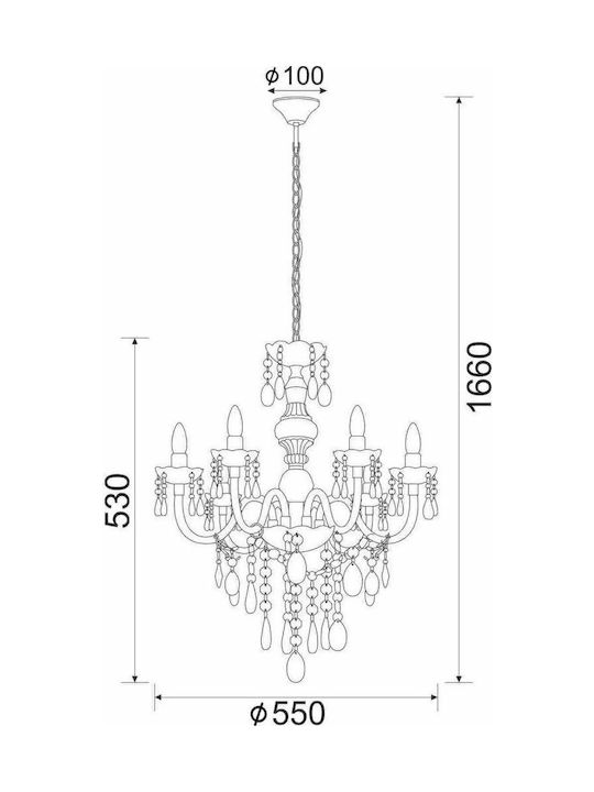 Aca Candelabru 6xE14 cu Lumânări Transparent SF64026T