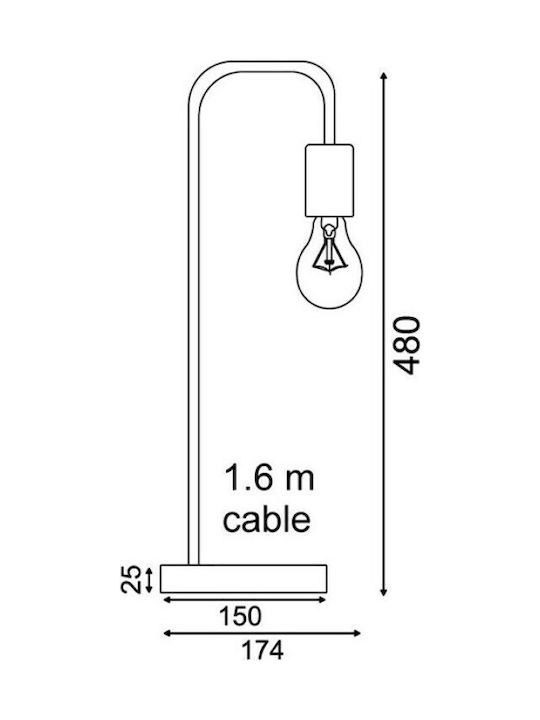 Aca Naxos Metal Table Lamp for Socket E27 with Pink Base