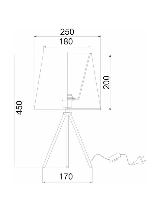 Aca Metal Table Lamp for Socket E27 with White Shade and Base