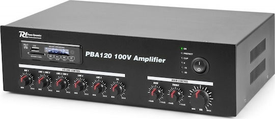 Power Dynamics PBA120 Integrated Commercial Amplifier 1 Zone 120W/100V Equipped with USB/FM/Bluetooth Black