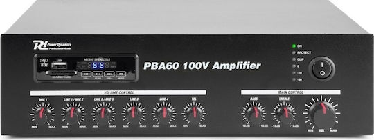 Power Dynamics PBA60 Προενισχυτής Εγκαταστάσεων 5 Καναλιών 60W/100V με Σύστημα Ψύξης και Συνδέσεις USB/FM/Bluetooth 952.093