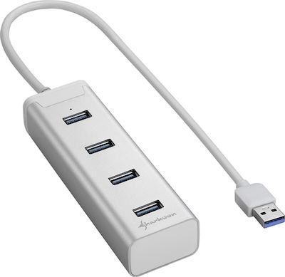 Sharkoon USB 3.0 Хъб 4 порта с връзка USB-A Черен